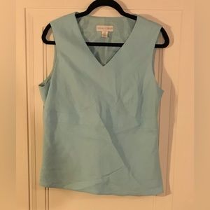 Casual Corner sleeveless shirt lined w/ zipper on side color turquoise size 14